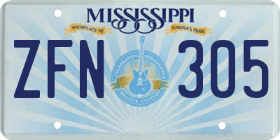 MS license plate ZFN305