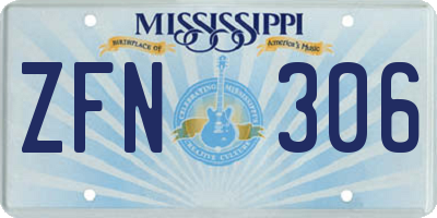 MS license plate ZFN306