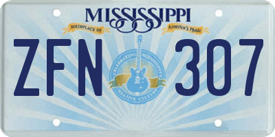 MS license plate ZFN307