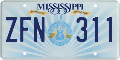 MS license plate ZFN311