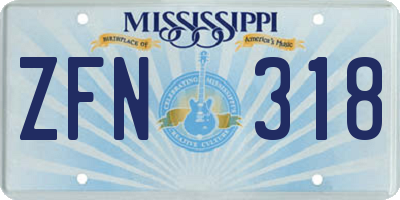 MS license plate ZFN318