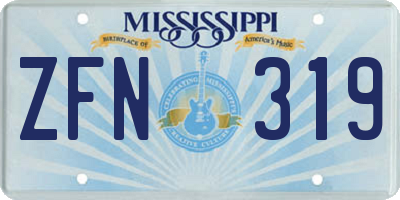 MS license plate ZFN319