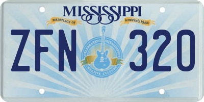 MS license plate ZFN320