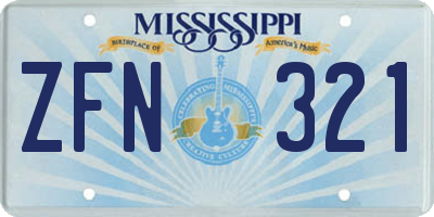 MS license plate ZFN321