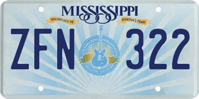 MS license plate ZFN322