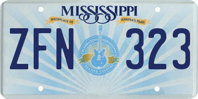 MS license plate ZFN323