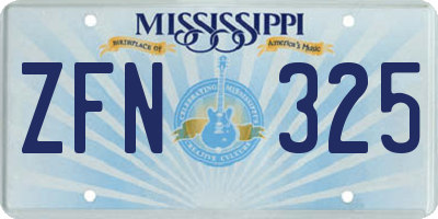 MS license plate ZFN325