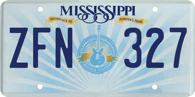MS license plate ZFN327