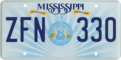 MS license plate ZFN330