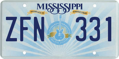 MS license plate ZFN331