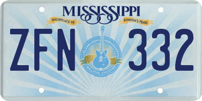MS license plate ZFN332