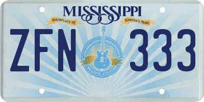 MS license plate ZFN333