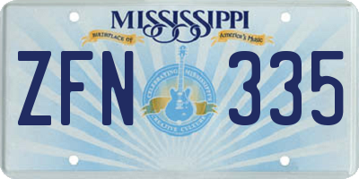 MS license plate ZFN335