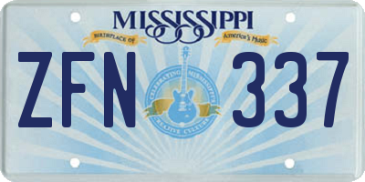 MS license plate ZFN337