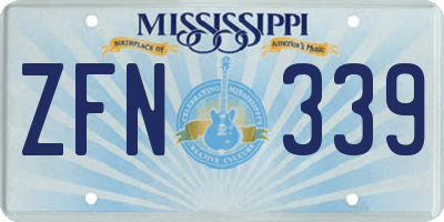 MS license plate ZFN339