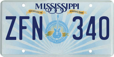 MS license plate ZFN340