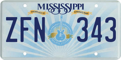 MS license plate ZFN343