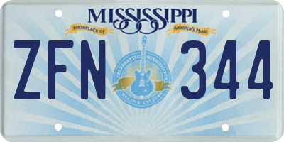 MS license plate ZFN344