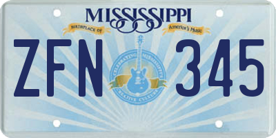 MS license plate ZFN345