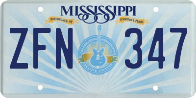 MS license plate ZFN347