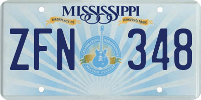 MS license plate ZFN348