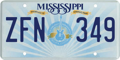 MS license plate ZFN349