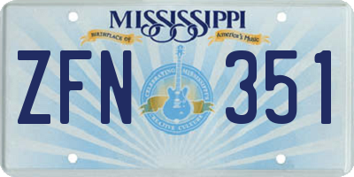 MS license plate ZFN351