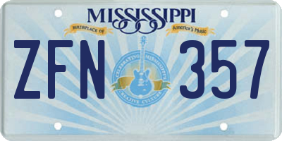 MS license plate ZFN357