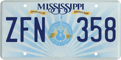 MS license plate ZFN358