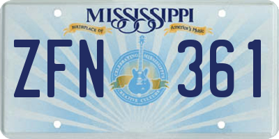 MS license plate ZFN361