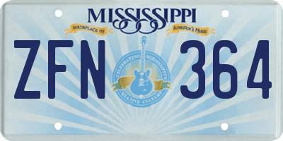MS license plate ZFN364