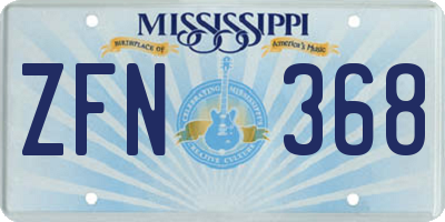 MS license plate ZFN368