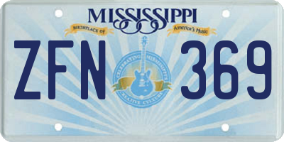 MS license plate ZFN369