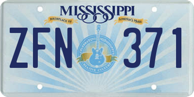 MS license plate ZFN371
