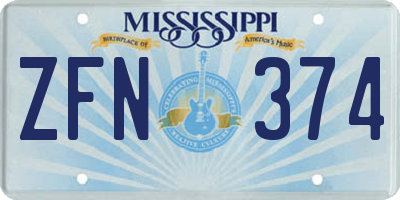 MS license plate ZFN374
