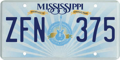 MS license plate ZFN375