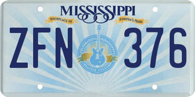 MS license plate ZFN376