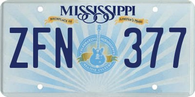 MS license plate ZFN377