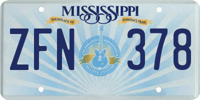 MS license plate ZFN378