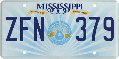 MS license plate ZFN379