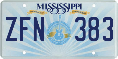 MS license plate ZFN383