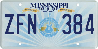 MS license plate ZFN384