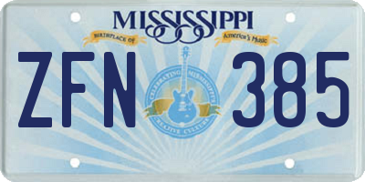 MS license plate ZFN385