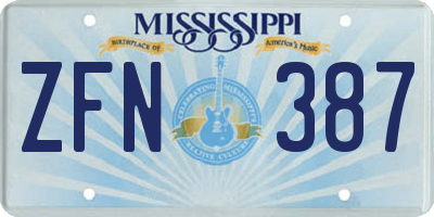 MS license plate ZFN387