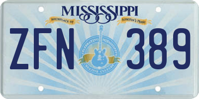 MS license plate ZFN389