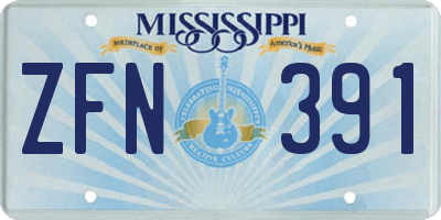 MS license plate ZFN391