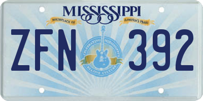 MS license plate ZFN392