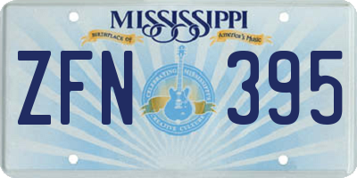 MS license plate ZFN395