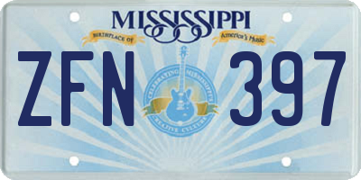 MS license plate ZFN397
