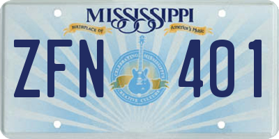 MS license plate ZFN401